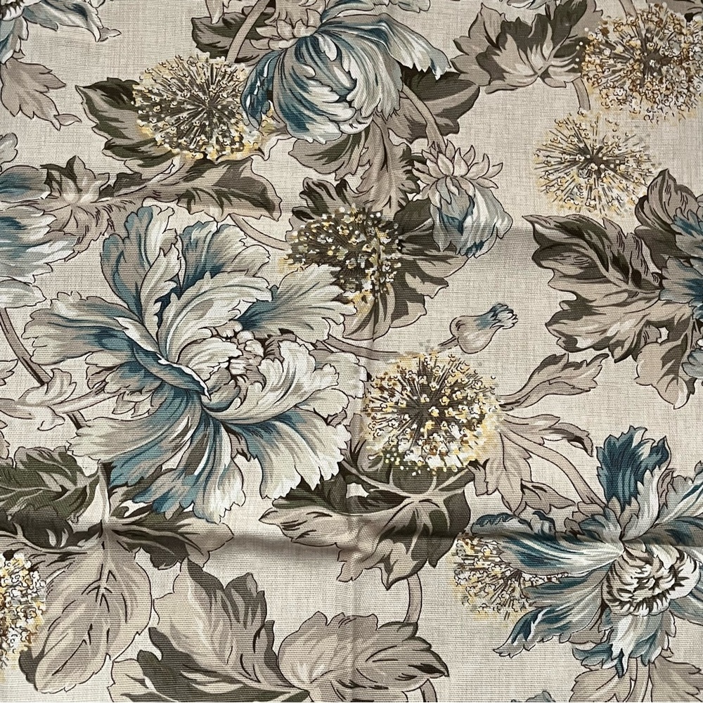Rose Tree Madeline Euro Sham Blue Cream Floral Stripe Reversible Set of 2 - Picture 4 of 5